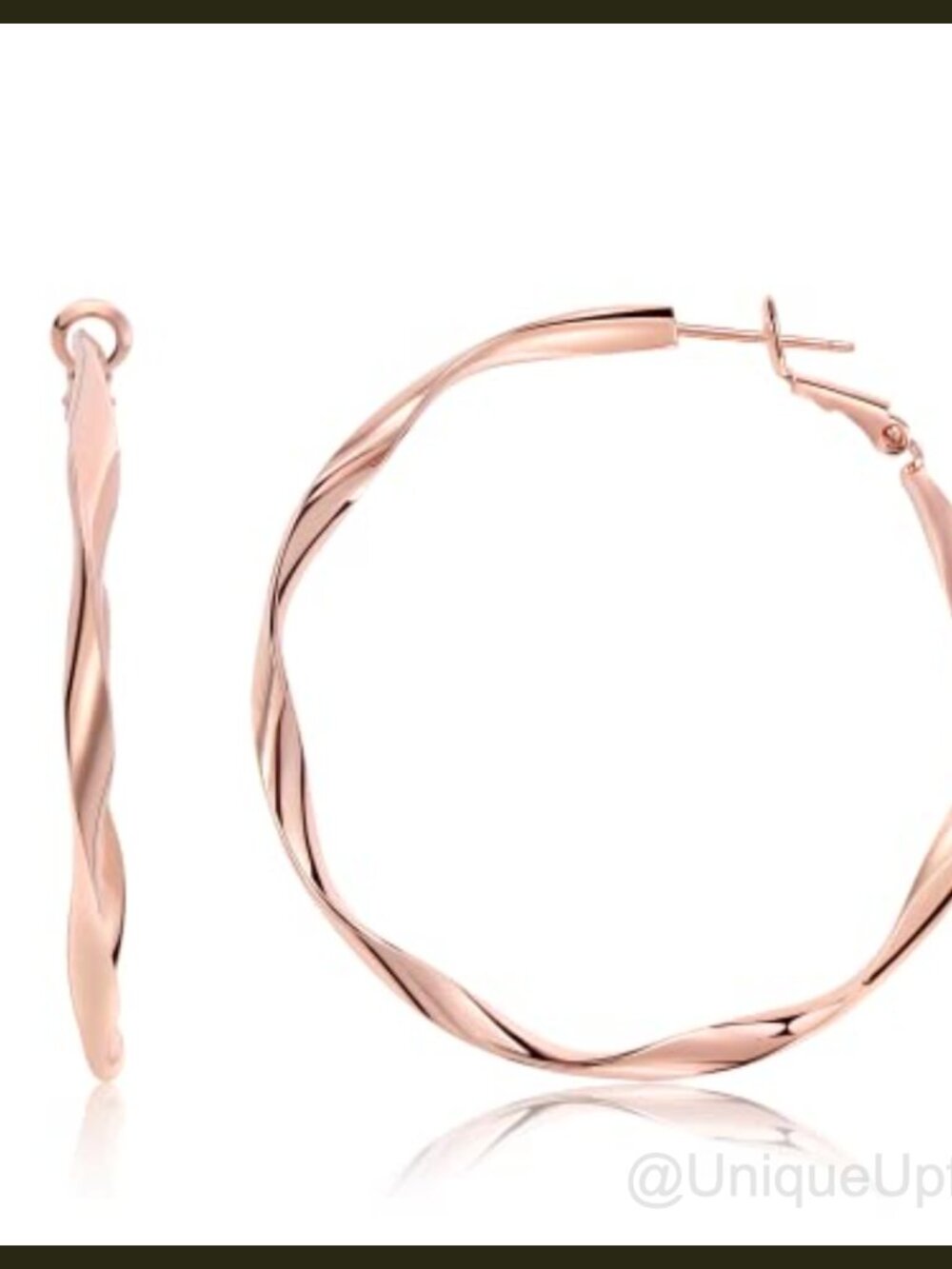 Gold Plated Twisted Hoop Earrings Lightweight Hypoallergenic 2in